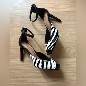 Zebra Ankle-Strap Heels